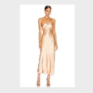ALEXANDER WANG Chain-embellished Lace-trimmed Silk-charmeuse Midi Dress
